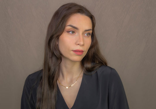 Collar Ina Corazón con Nombres en Plata 925 con Baño de Oro Rosa 18k