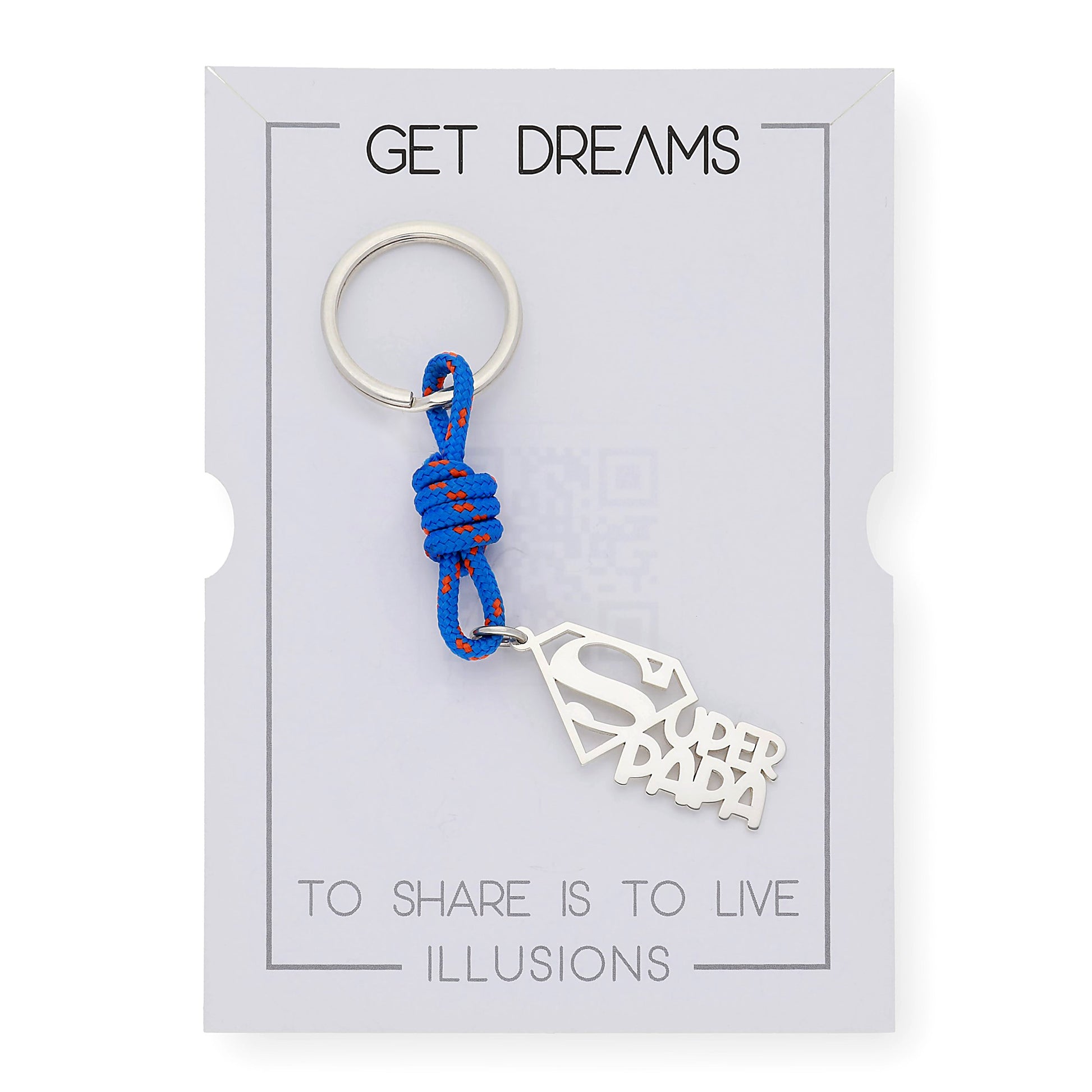 Llavero Super Papá en Plata 925 y Cordón Bicolor