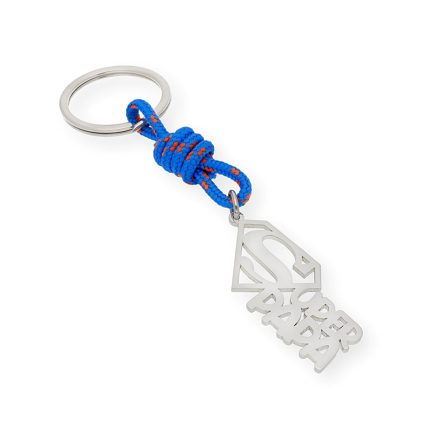 Llavero Super Papá en Plata 925 y Cordón Bicolor