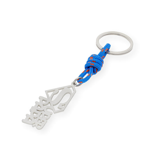 Llavero Super Papá en Plata 925 y Cordón Bicolor