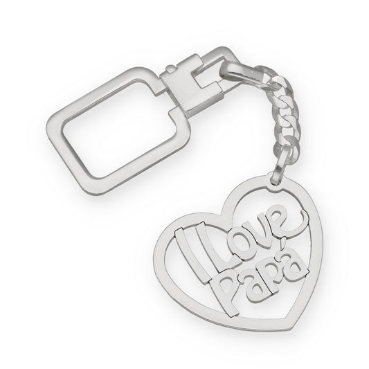Llavero I love Papá en Plata 925 con Diseño de Corazón