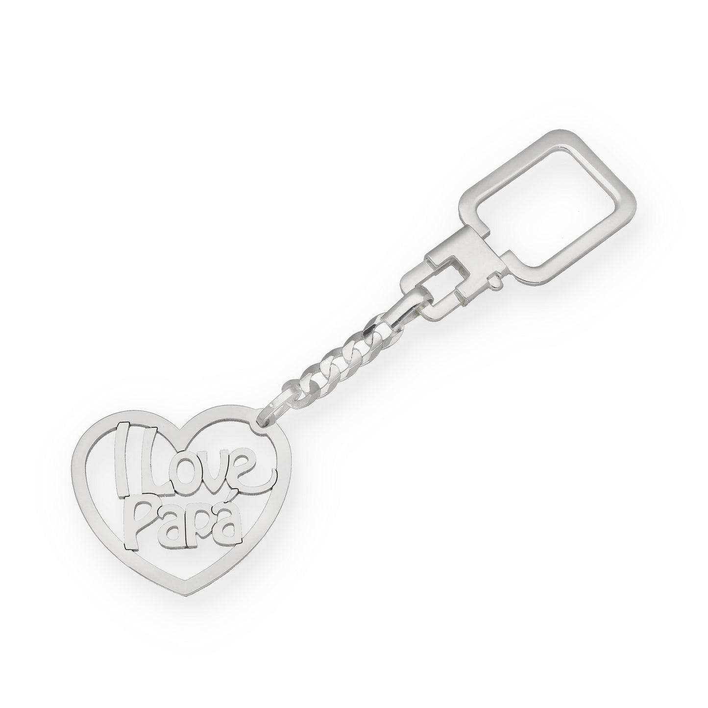 Llavero I love Papá en Plata 925 con Diseño de Corazón