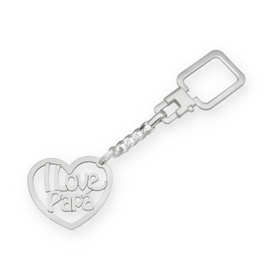 Llavero I love Papá en Plata 925 con Diseño de Corazón