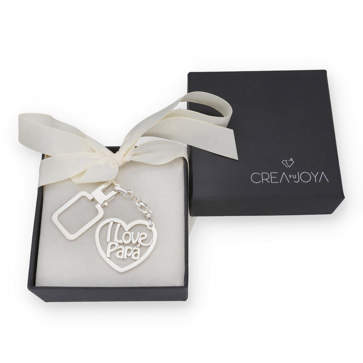 Llavero I love Papá en Plata 925 con Diseño de Corazón