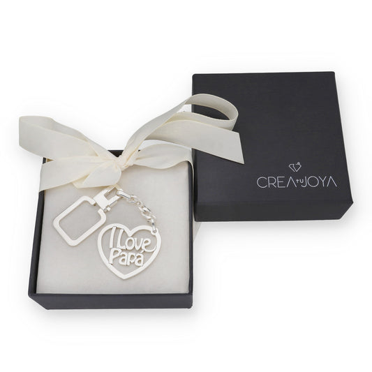 Llavero I love Papá en Plata 925 con Diseño de Corazón