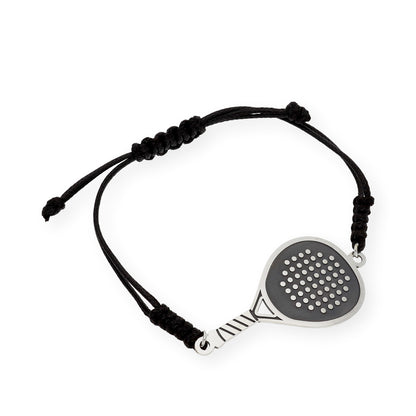Pulsera Pádel en Plata de Ley 925 y macramé.