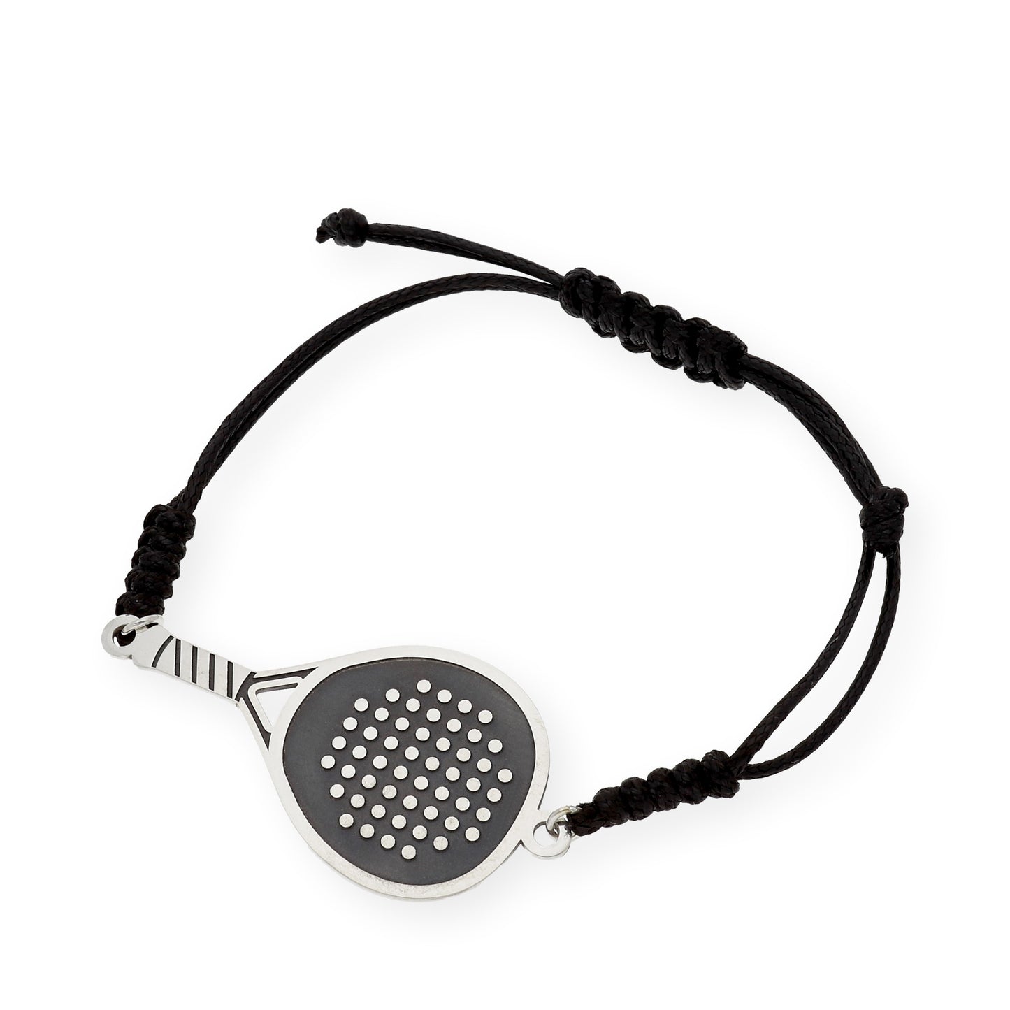 Pulsera Pádel en Plata de Ley 925 con baño Oro 18k y macramé.