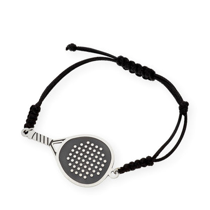 Pulsera Pádel en Plata de Ley 925 con baño Oro 18k y macramé.