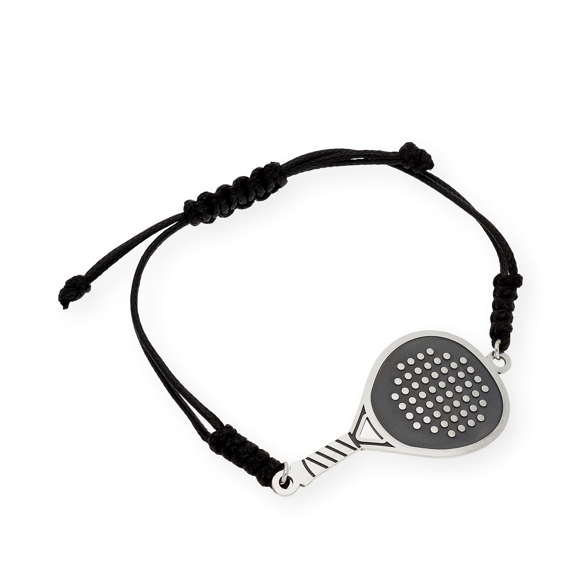 Pulsera Pádel en Plata de Ley 925 con baño Oro 18k y macramé.