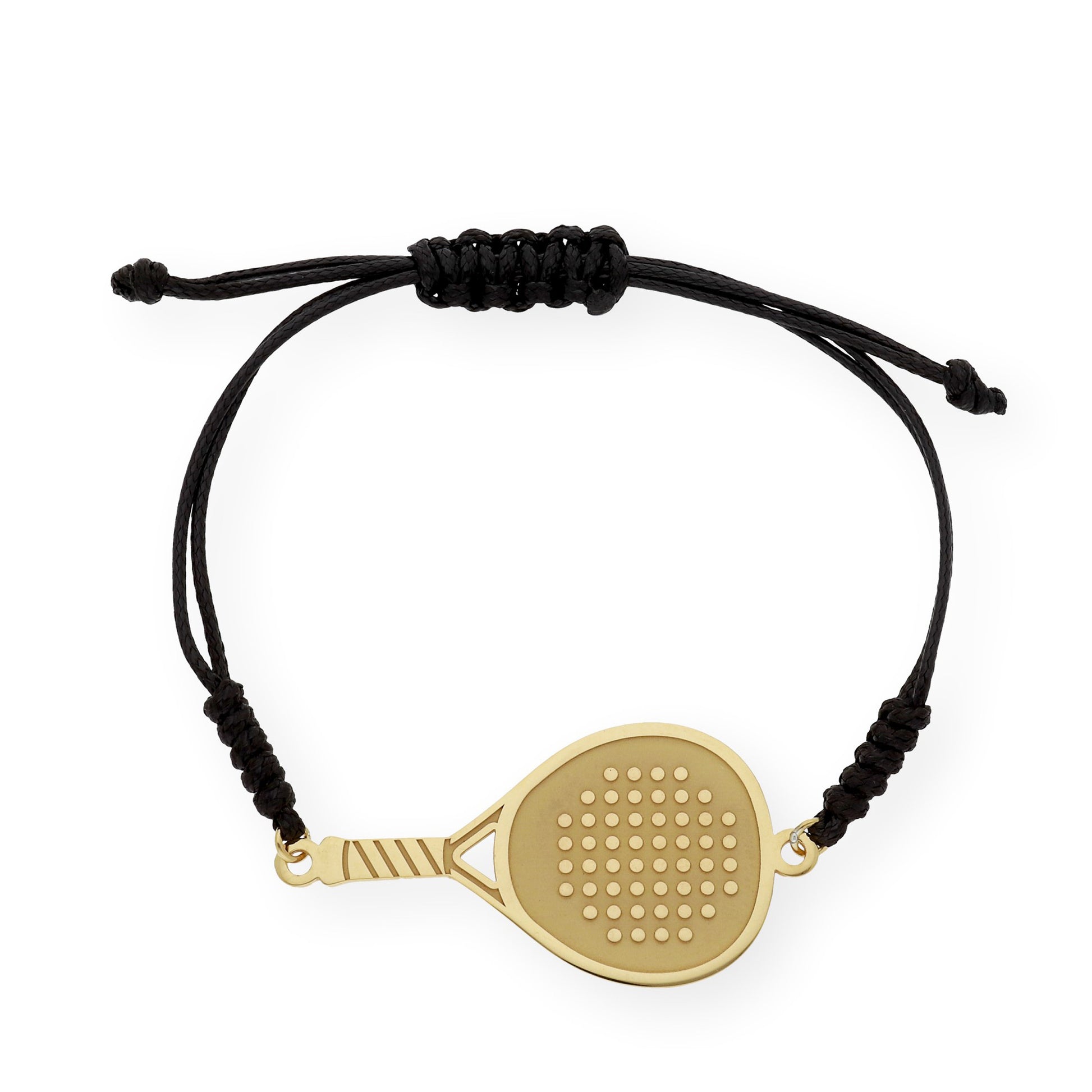 Pulsera Pádel en Plata de Ley 925 con baño Oro 18k y macramé.