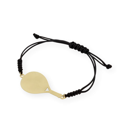 Pulsera Pádel en Plata de Ley 925 con baño Oro rosa 18k y macramé.
