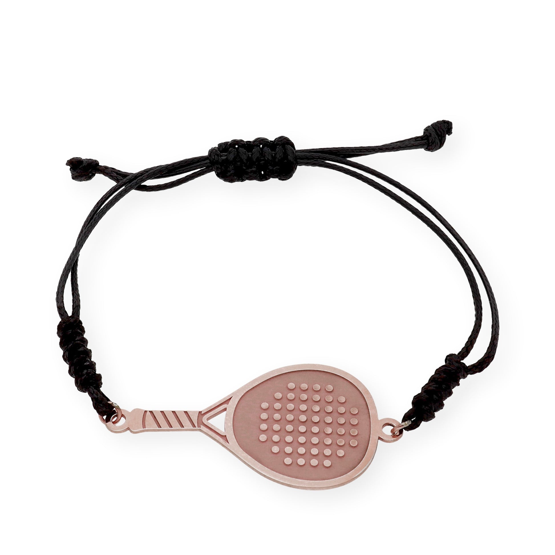 Pulsera Pádel en Plata de Ley 925 con baño Oro rosa 18k y macramé.