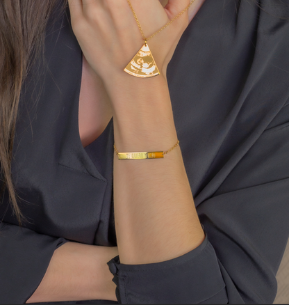 Pulsera Frase Xenia en Plata 925 con Baño de Oro Rosa 18k