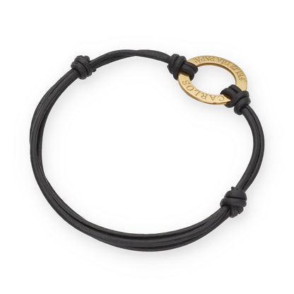 Pulsera Adel en Plata de Ley 925 con baño Oro 18k y cuero