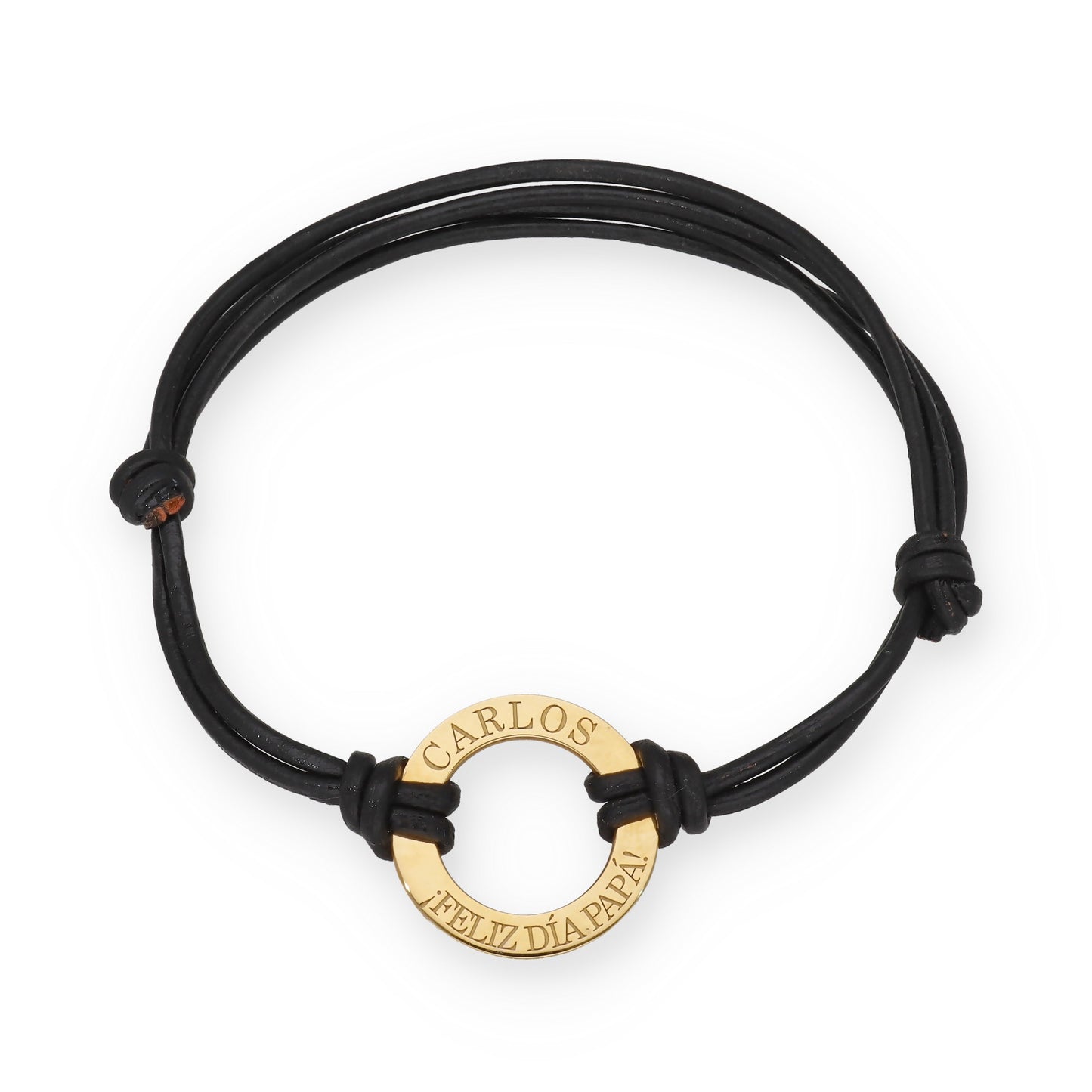 Pulsera Adel en Plata de Ley 925 con baño Oro 18k y cuero