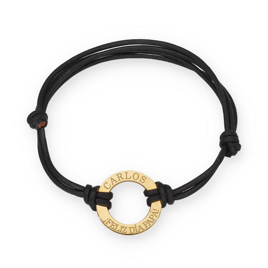 Pulsera Adel en Plata de Ley 925 con baño Oro 18k y cuero