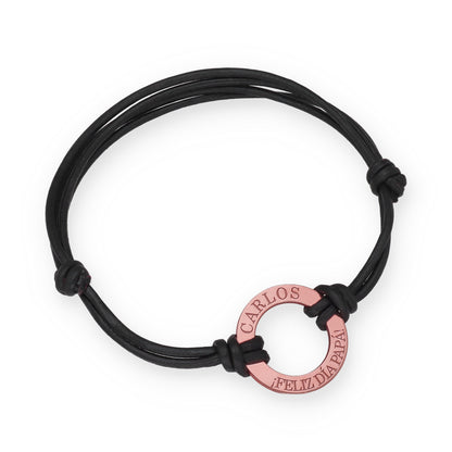 Pulsera Adel en Plata de Ley 925 con baño Oro 18k y cuero