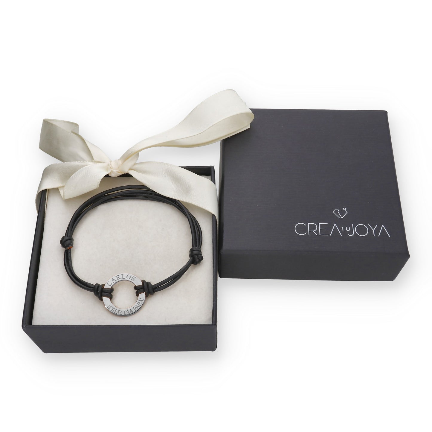 Pulsera Adel en Plata de Ley 925 con baño Oro rosa 18k y cuero