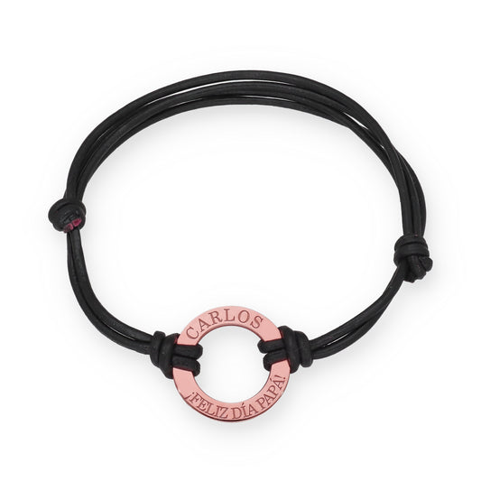 Pulsera Adel en Plata de Ley 925 con baño Oro rosa 18k y cuero