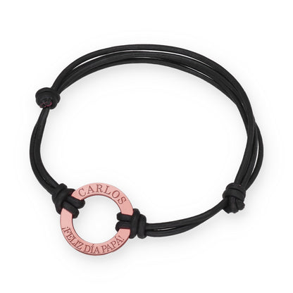 Pulsera Adel en Plata de Ley 925 con baño Oro rosa 18k y cuero