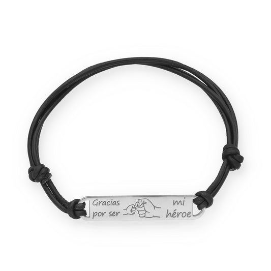 Pulsera Horacio en Plata de Ley 925 y cuero