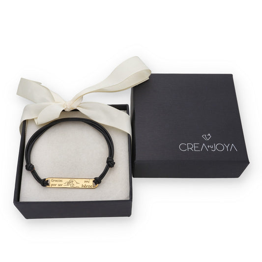 Pulsera Horacio en Plata de Ley 925 con baño Oro 18k y cuero