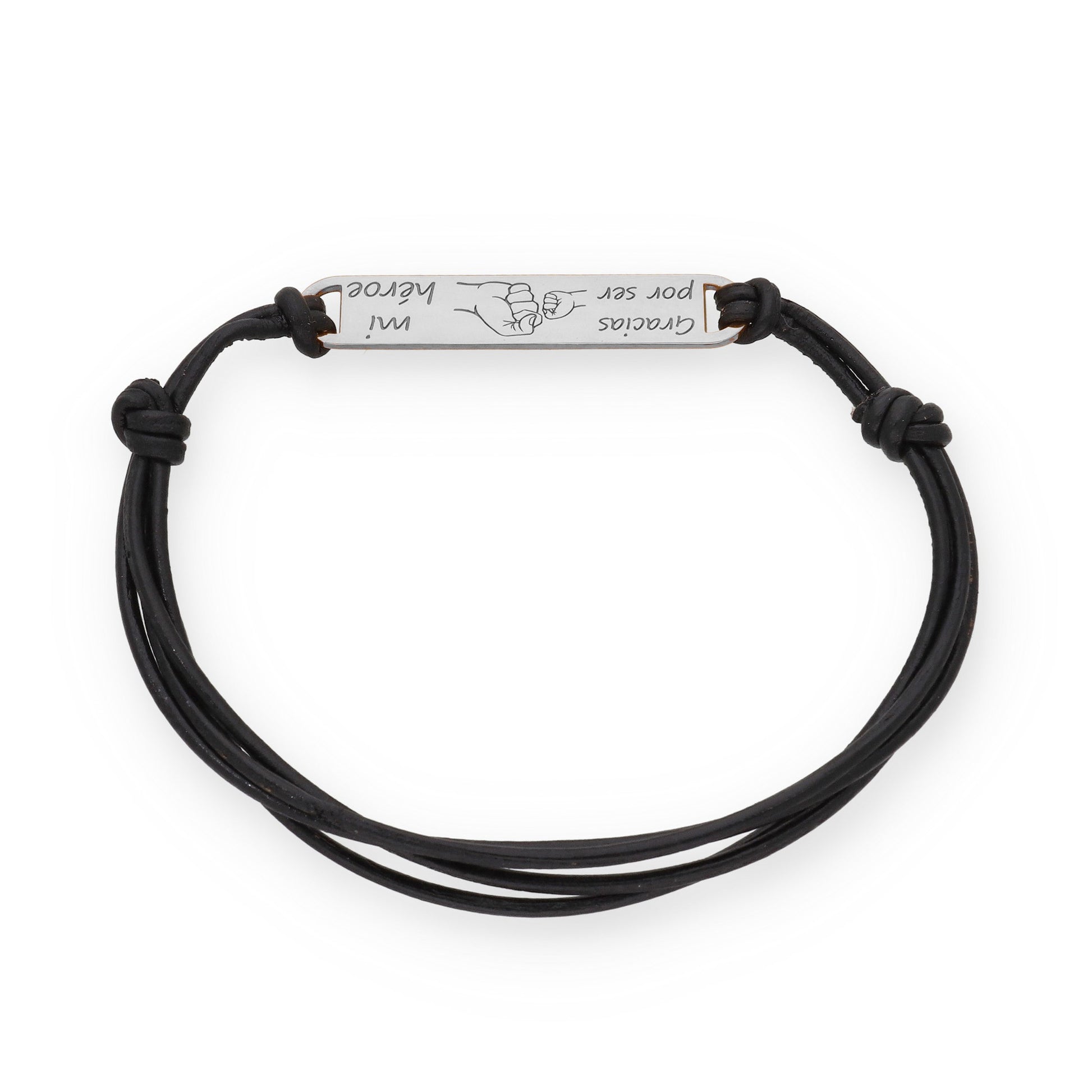 Pulsera Horacio en Plata de Ley 925 con baño Oro rosa 18k y cuero