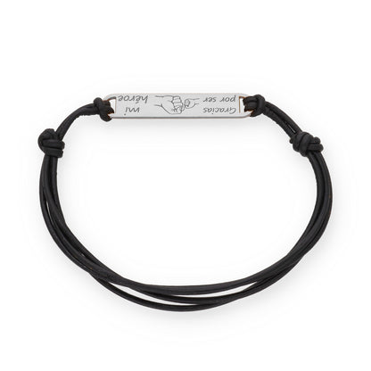 Pulsera Horacio en Plata de Ley 925 con baño Oro rosa 18k y cuero