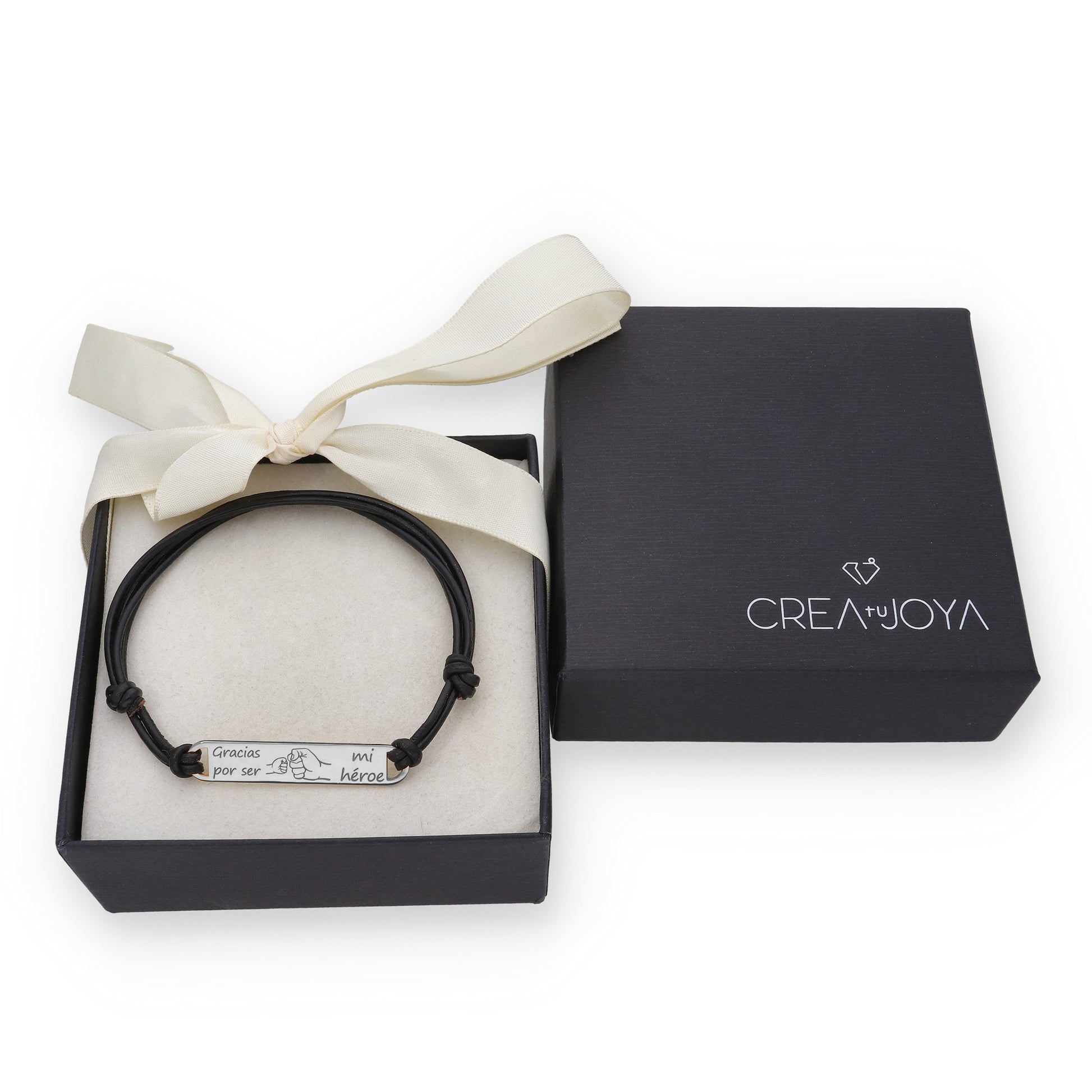 Pulsera Horacio en Plata de Ley 925 con baño Oro rosa 18k y cuero