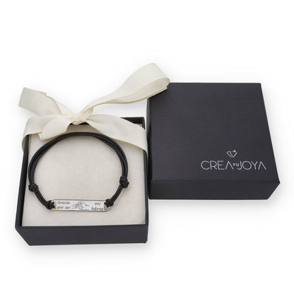 Pulsera Horacio en Plata de Ley 925 con baño Oro rosa 18k y cuero