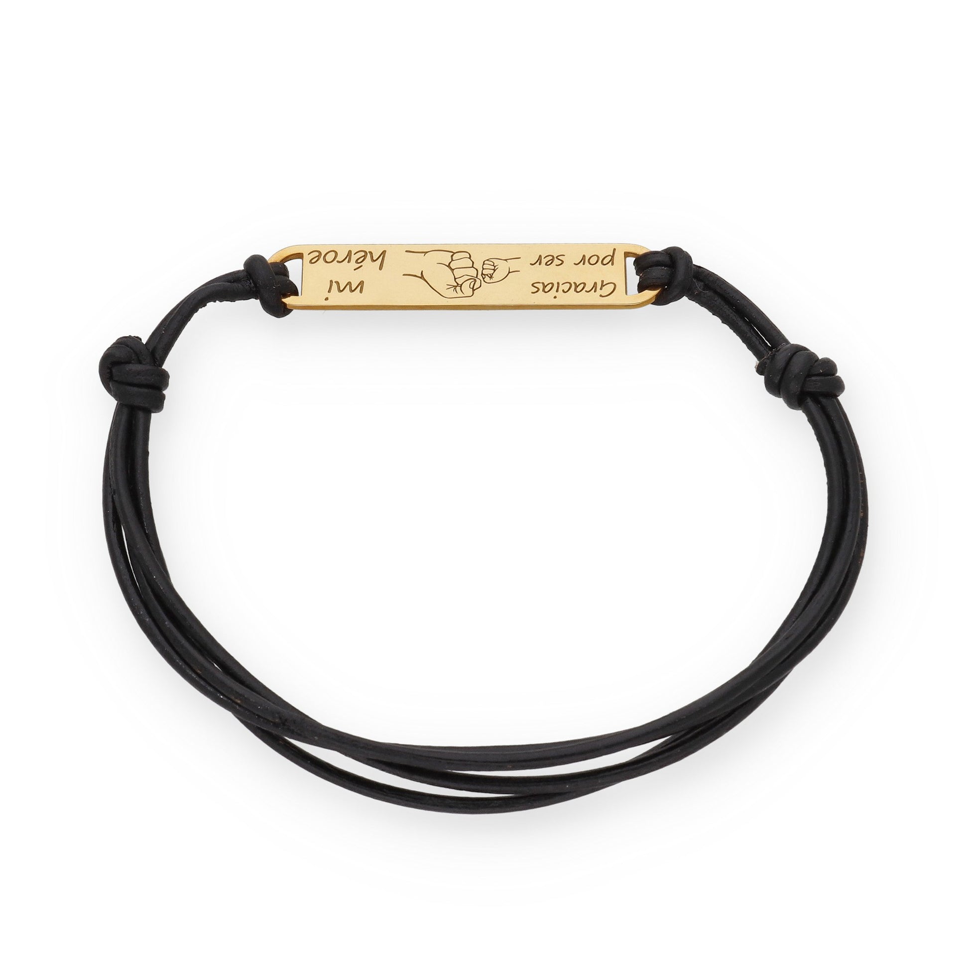 Pulsera Horacio en Plata de Ley 925 con baño Oro rosa 18k y cuero