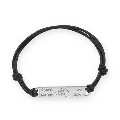 Pulsera Horacio en Plata de Ley 925 con baño Oro rosa 18k y cuero