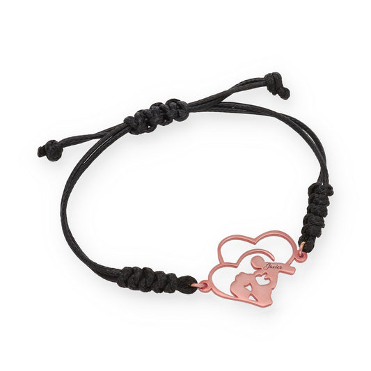 Pulsera Maia en Plata de Ley 925 con baño Oro rosa 18k y macramé