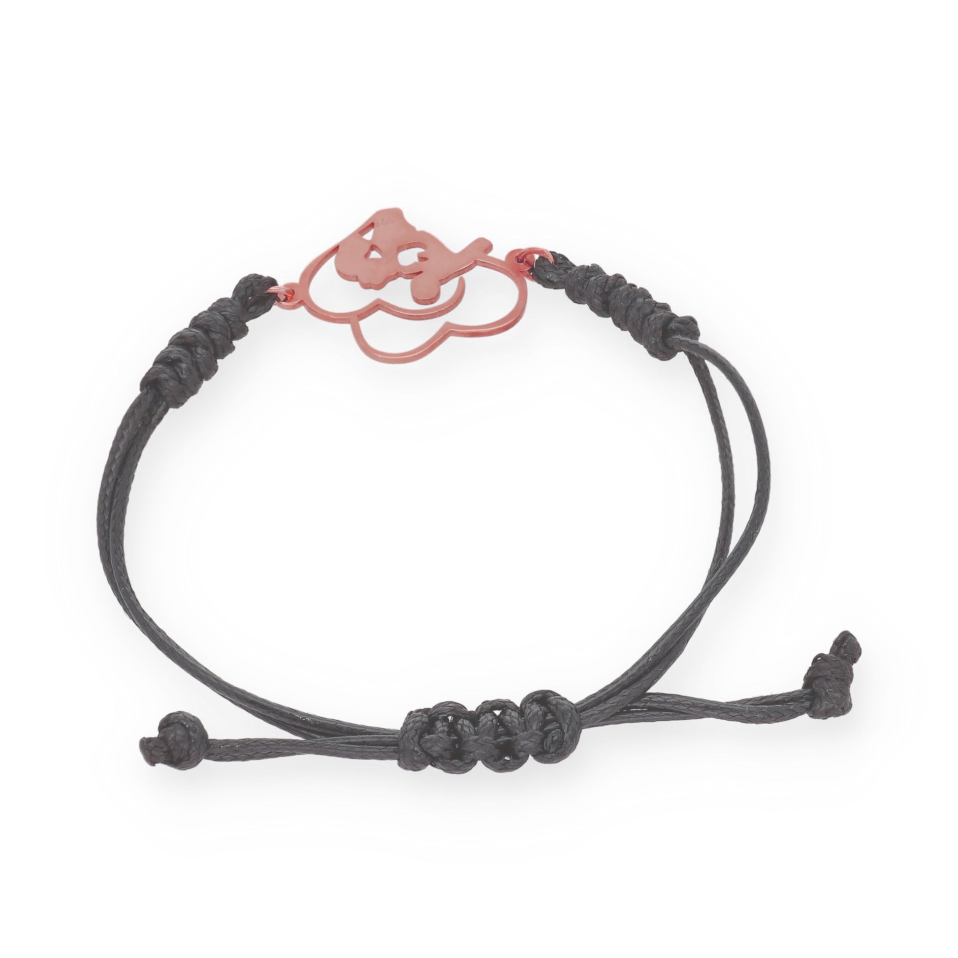 Pulsera Maia en Plata de Ley 925 con baño Oro rosa 18k y macramé
