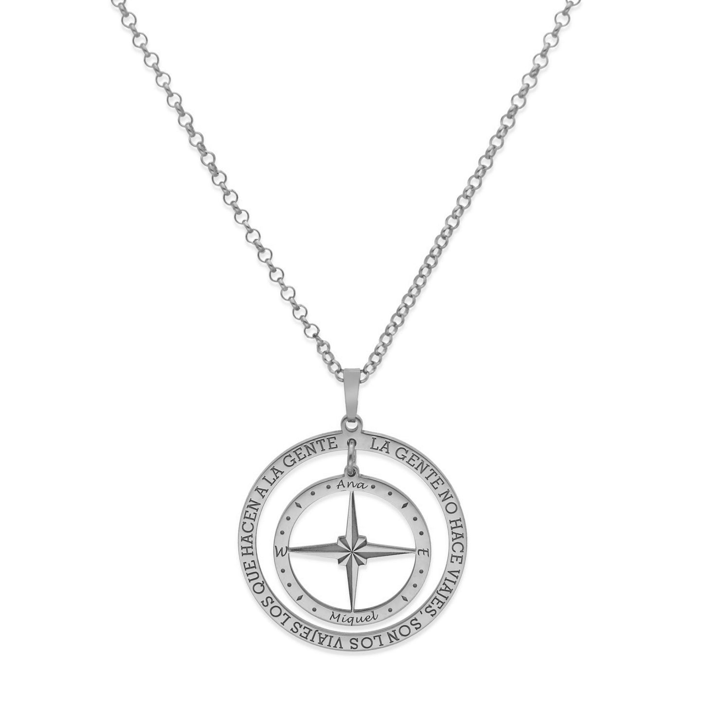 Colgante Brújula "Mi Destino" en Plata de Ley 925