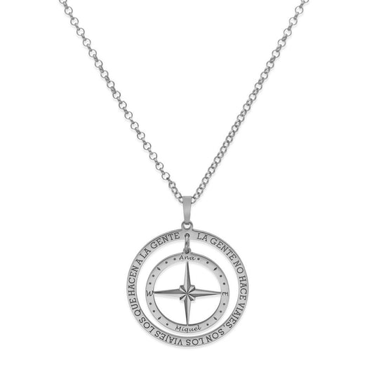 Colgante Brújula "Mi Destino" en Plata de Ley 925