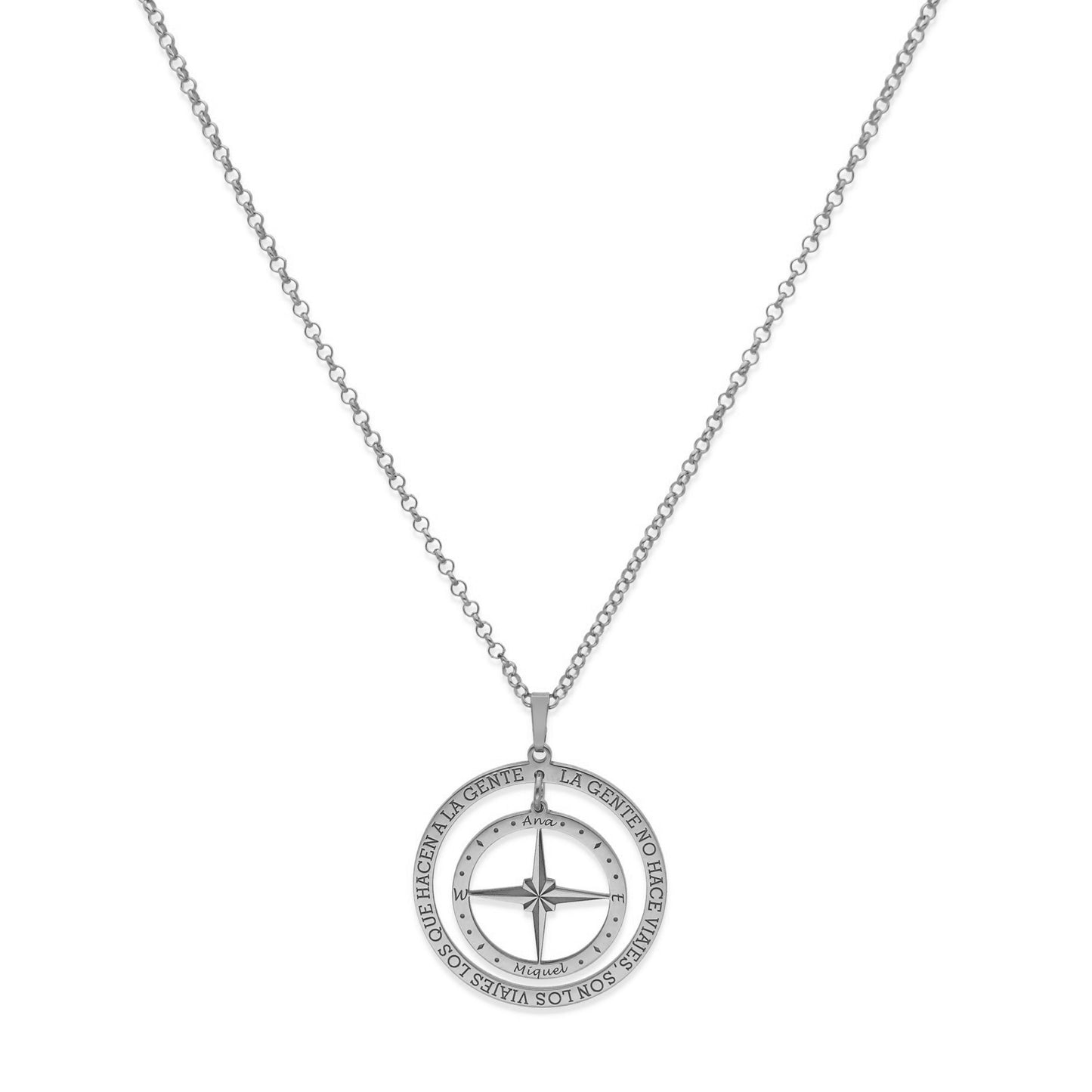 Colgante Brújula "Mi Destino" en Plata de Ley 925