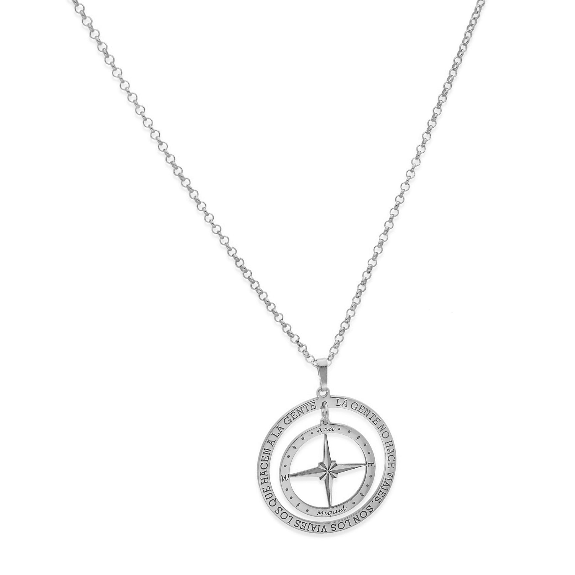 Colgante Brújula "Mi Destino" en Plata de Ley 925 y baño Oro 18k