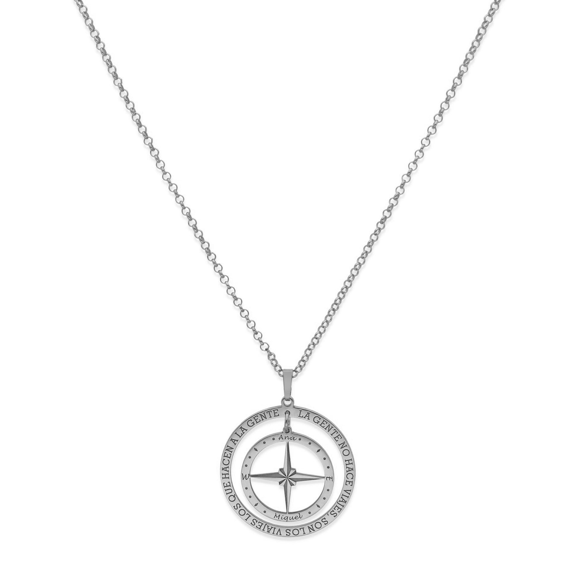 Colgante Brújula "Mi Destino" en Plata de Ley 925 y baño Oro 18k