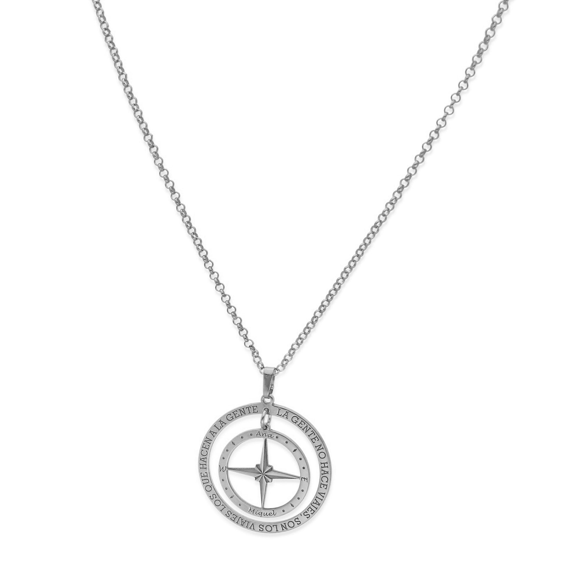 Colgante Brújula "Mi Destino" en Plata de Ley 925 y baño Oro 18k