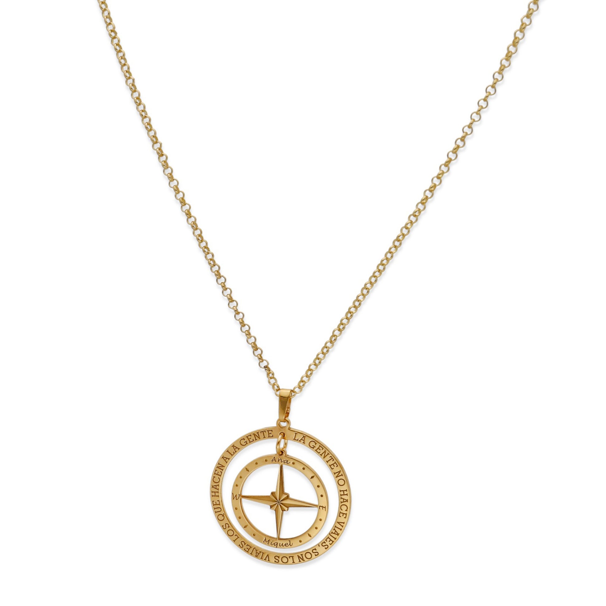 Colgante Brújula "Mi Destino" en Plata de Ley 925 y baño Oro 18k