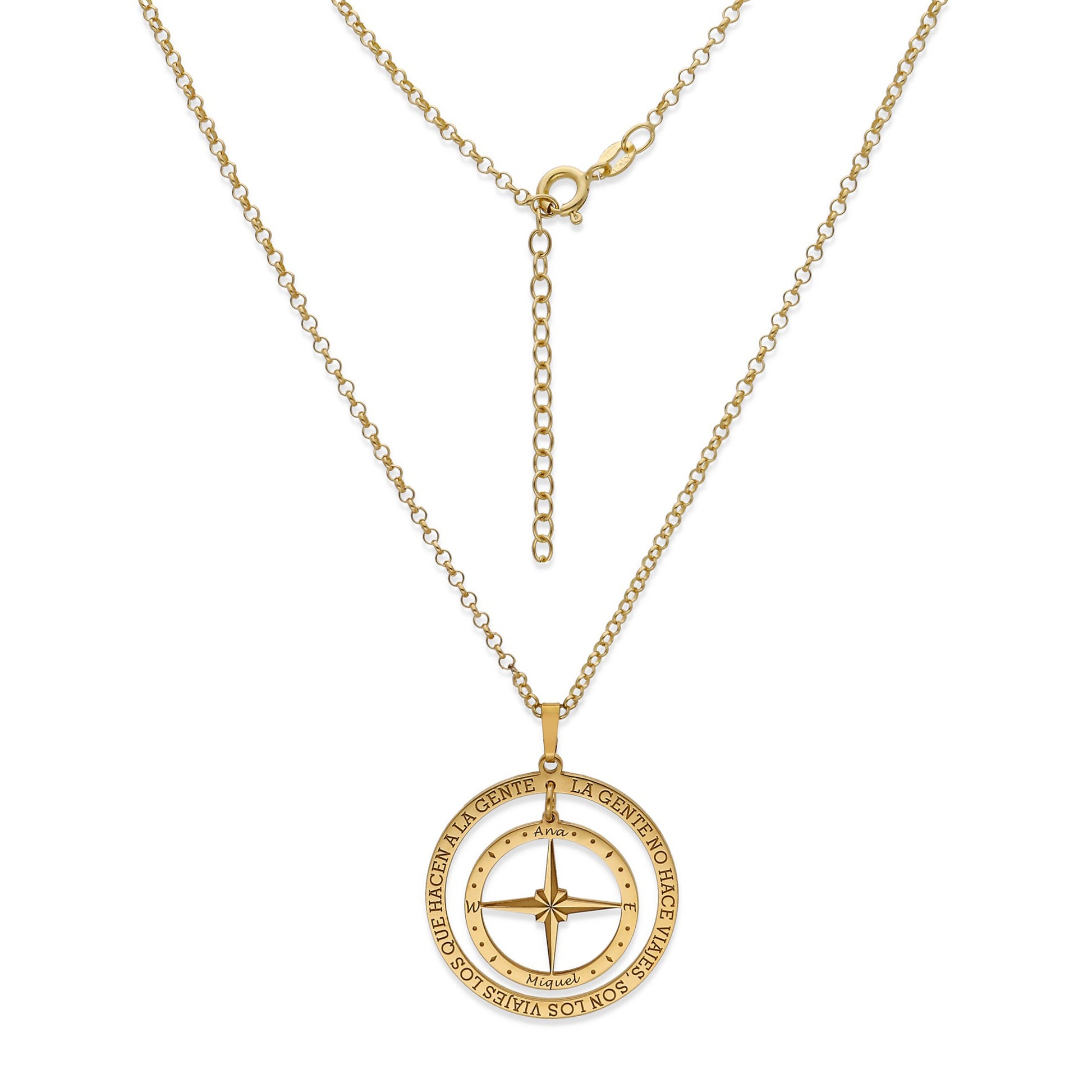 Colgante Brújula "Mi Destino" en Plata de Ley 925 y baño Oro 18k