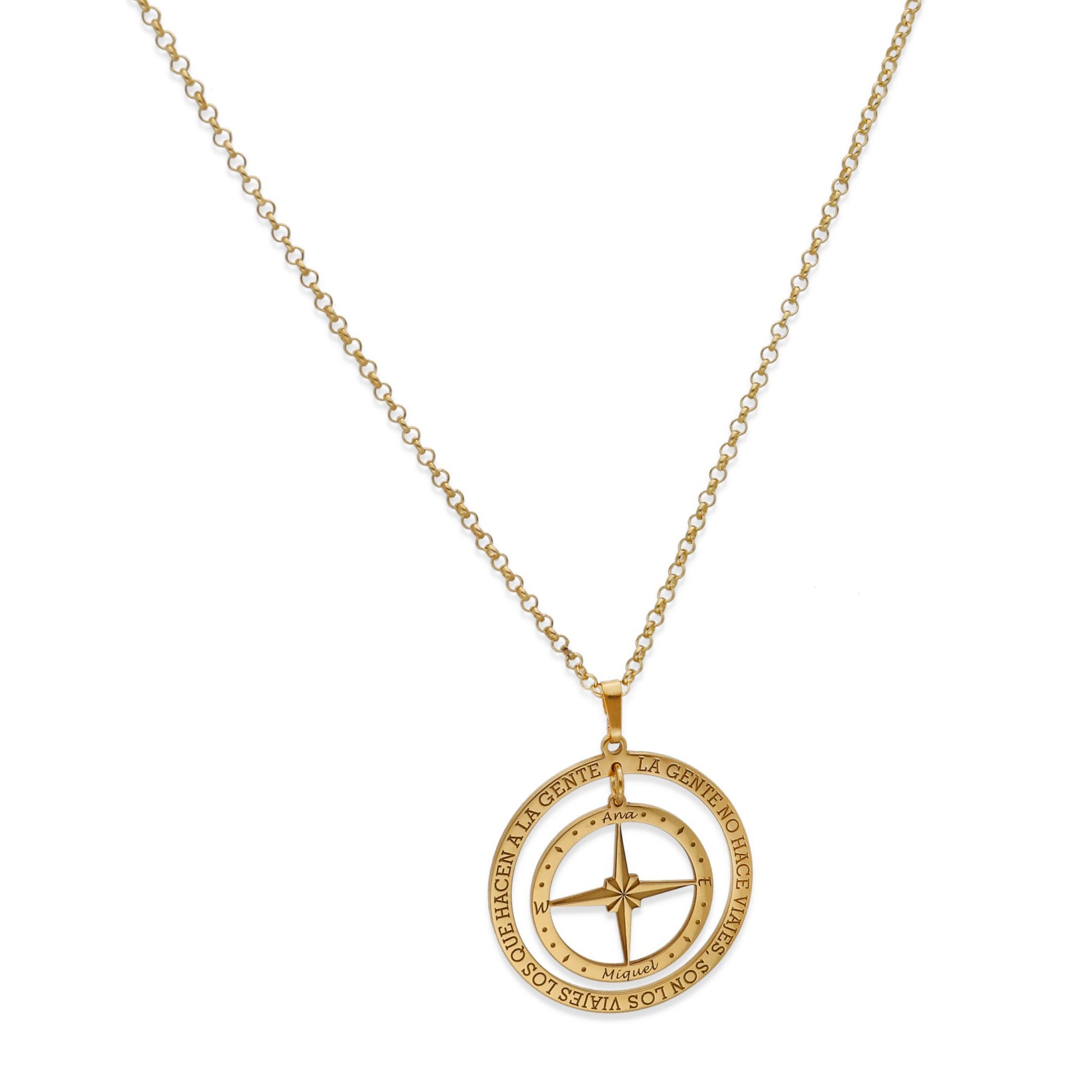 Colgante Brújula "Mi Destino" en Plata de Ley 925 y baño Oro 18k