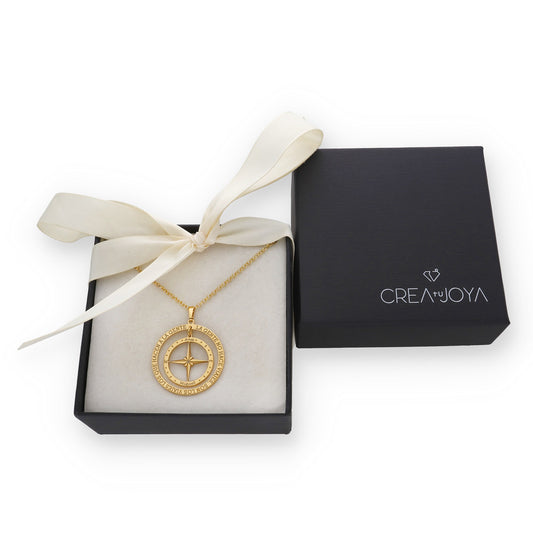 Colgante Brújula "Mi Destino" en Plata de Ley 925 y baño Oro 18k