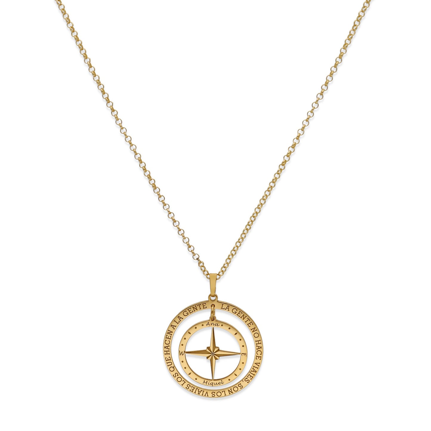 Colgante Brújula "Mi Destino" en Plata de Ley 925 y baño Oro 18k