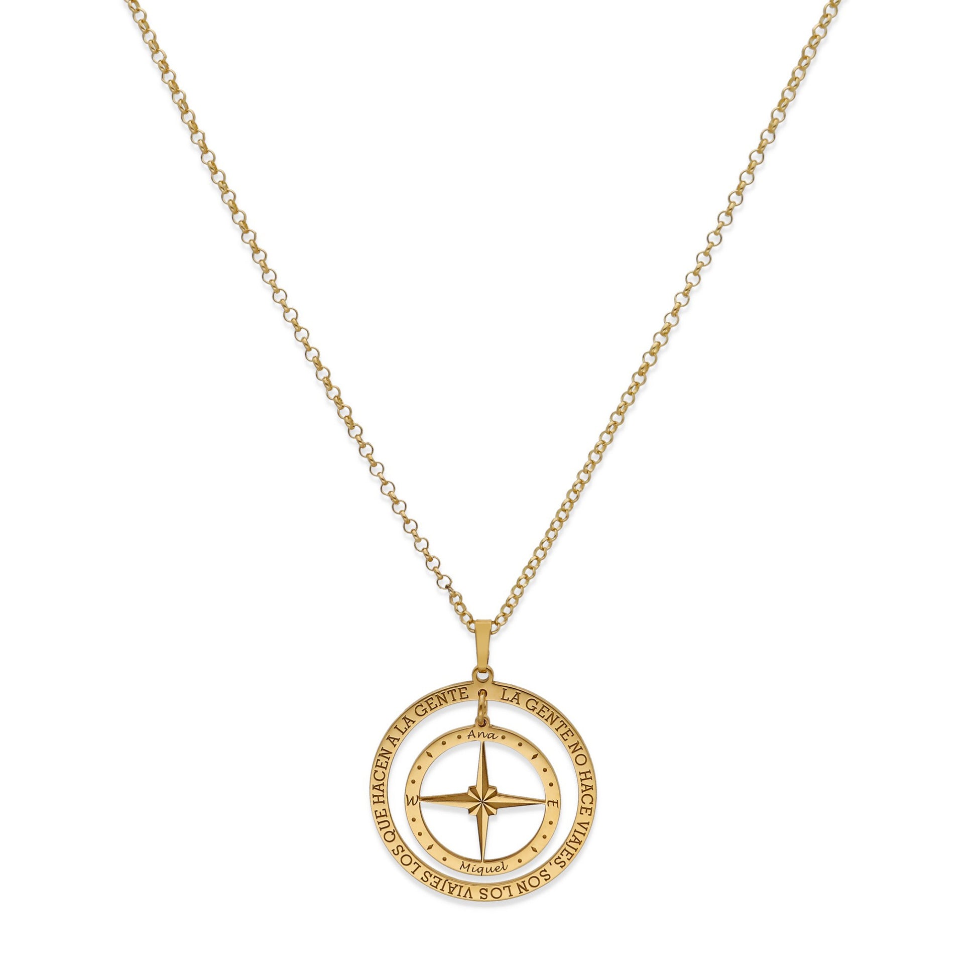 Colgante Brújula "Mi Destino" en Plata de Ley 925 y baño Oro 18k