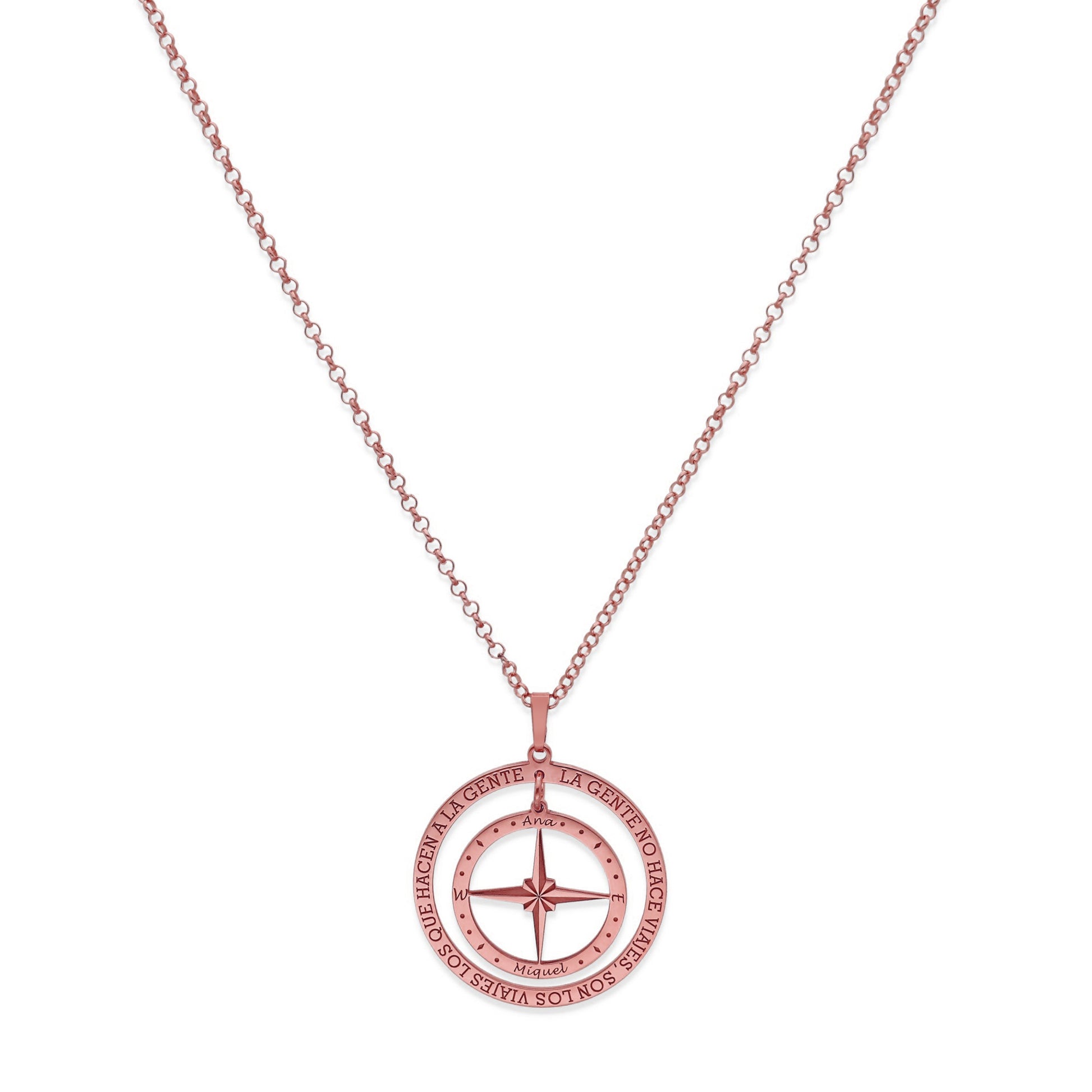 Colgante Brújula "Mi Destino" en Plata de Ley 925 y baño Oro 18k