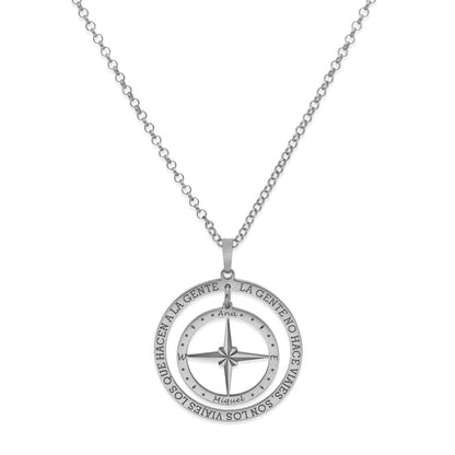 Colgante Brújula "Mi Destino" en Plata de Ley 925 y baño Oro rosa 18k