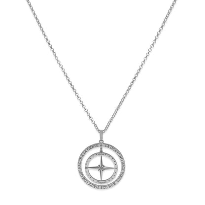 Colgante Brújula "Mi Destino" en Plata de Ley 925 y baño Oro rosa 18k