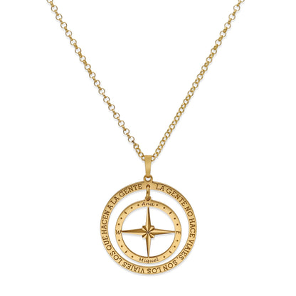 Colgante Brújula "Mi Destino" en Plata de Ley 925 y baño Oro rosa 18k
